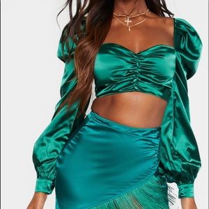 PLT | Emerald Satin Top